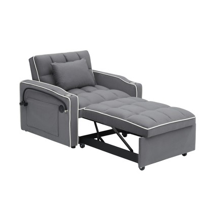 AZL1 Life Concept Sofas Modern Velvet Foldable Sofa Bed in 3 Lengths, with Adjustable Back for Dynamic Living Spaces, Gray, 70.86"*36.02"*20.86"