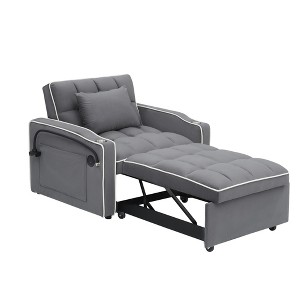 AZL1 Life Concept Sofas Modern Velvet Foldable Sofa Bed in 3 Lengths, with Adjustable Back for Dynamic Living Spaces, Gray, 70.86"*36.02"*20.86" - 1 of 4