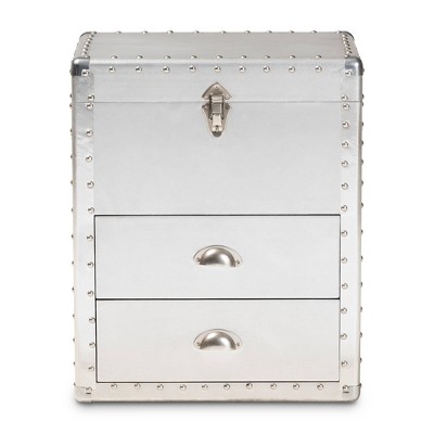 Serge Silver Metal Industrial 2-Drawer Accent Cabinet