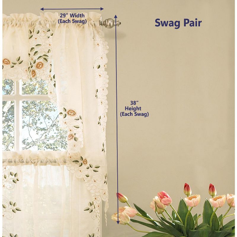 Rosemary Linen Embroidered Kitchen Curtains by Sweet Home Collection™, 2 of 4