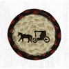 Earth Rugs Printed Coaster – Amish Buggy Design, Rustic Braided Jute Farmhouse Accent, Country Americana Table Coaster, 5"x5" - 2 of 3