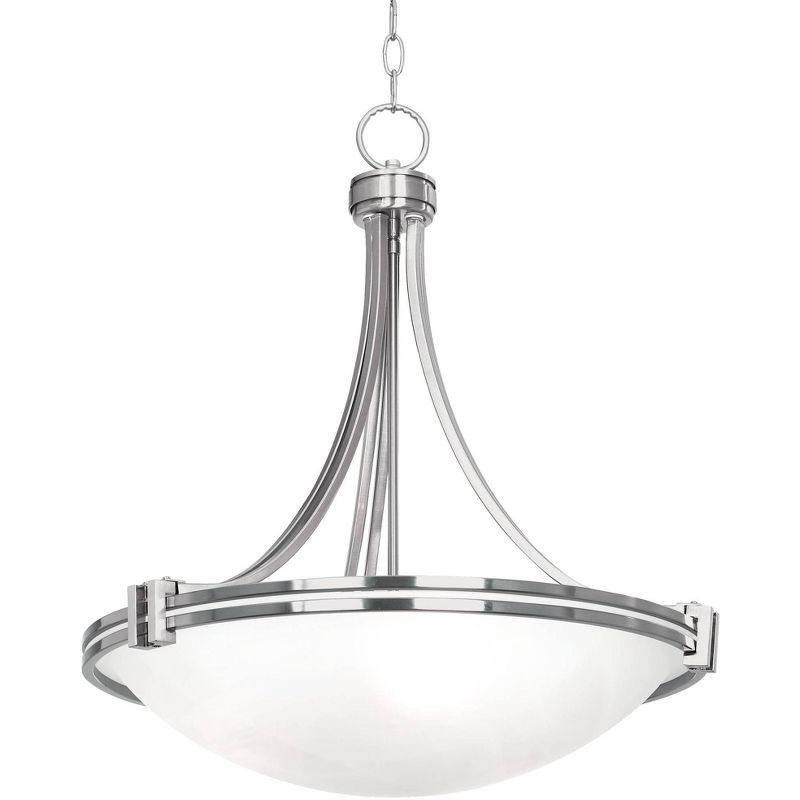 Possini Euro Design Deco Brushed Nickel Swag Pendant Chandelier Modern Marbleized Glass 3-Light Fixture for Dining Room House Foyer Kitchen Island, 5 of 10
