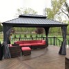 PURPLE LEAF Outdoor Gazebo Aluminum Frame Galvanized Steel Double Roof Patio Hardtop Gazebo with Curtains and Netting for Patio Lawn and Garden - 2 of 4
