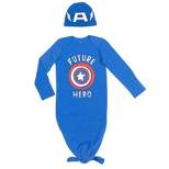 Marvel Avengers Captain America Baby Cosplay Sleeper Gown and Hat Newborn to Infant 