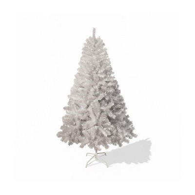 Silver Pre-Lit Christmas Tree, 800 Branch Tips, 300 LED Lights, 11Modes, Hinged Full Design with Metal Stand, Perfect Indoor&Outdoor Holiday Decor,6FT