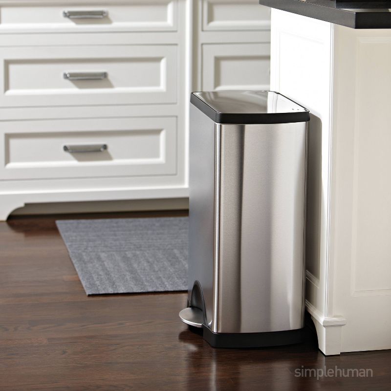 simplehuman 13 Gallon Rectangular Kitchen Step Trash Can Stainless Steel with Soft-Close Lid, 2 of 6