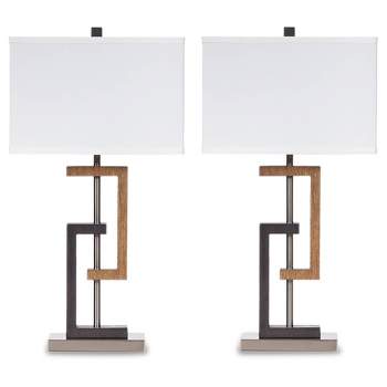 Set of 2 Syler Table Lamps Brown/Silver - Signature Design by Ashley