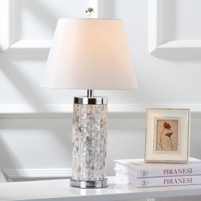 Diana 25" Cream Shell and Metal Table Lamp Set