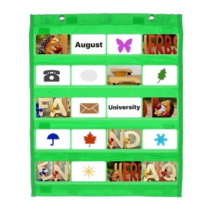 Unique Bargains Magnetic Wall Hanging Small Double-Sided Classroom Pocket Chart - 1 of 4