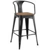 Modway Promenade Bar Stool Set of 2 - Powder Coated Steel , metal/powder coating (antique), bamboo seat(painted), Plastic foot pad, Chair Weight Capa - 2 of 4