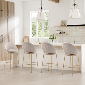 Set of 4 Armless Counter Height Bar Stools,Upholstered Barstools with Metal Frame,Metal Bar Stools for Kitchen Island or Bistro-Cuddlewood - 1 of 4
