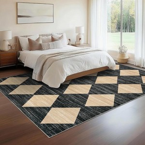 Washable Runner Area Rug, Non Slip Non Shedding Print Carpet, Modern Stain Resistant Foldable Soft Door Mat for Kitchen Hallway - 1 of 4