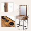 Sevobal Desks Styling Barber Station With Mirror Drawer and Charging Station, Beauty Salon Spa Equipment, Brown, 30.12"*16.73"*63.58" - 3 of 4
