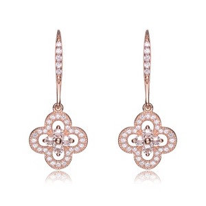 Guili Radiant Blossom & Rosette Glow Cubic Zirconia Sterling Silver Earrings, Rhodium & Rose Gold Plated, Micro Pave for Timeless Elegance and Shine - 1 of 3