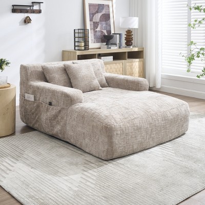Lyngins Chenille Bean Bag Sofas for Kids and Adults,Comfy Lazy Sofa Chairs with 3 Pillows and Armrests for Living Room