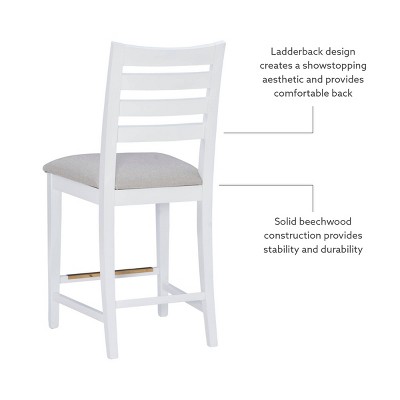 Set of 2 Off-White Upholstered Ladder Back Counter Stools