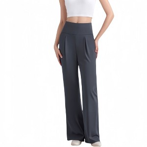 Anna-Kaci Active Women's High Waist Wide Leg Pants with Front Pleat Detail - 1 of 4