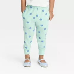 Toddler Girls' Floral Waffle Pants - Cat & Jack™ Mint Green