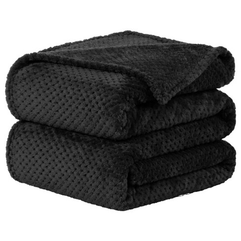 Piccocasa Plaid Flannel Fleece Buffalo Soft Plush Blankets Black