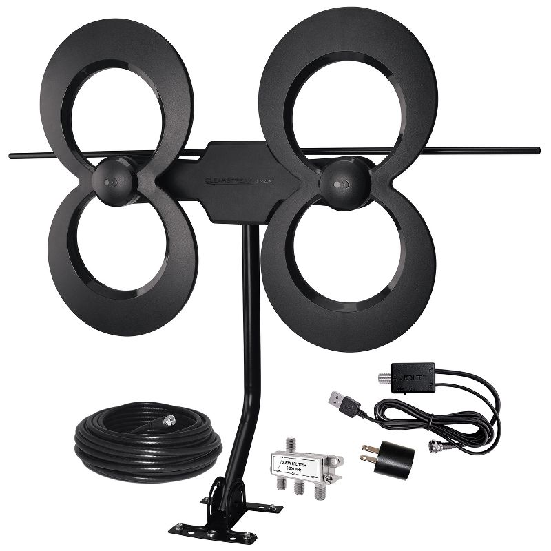 Antennas Direct® ClearStream 4MAX® HDTV Complete Indoor/Outdoor Multi-Directional TV Antenna with 70+ Mile Range, Cable, Mast, Amplifier, and Splitter, 1 of 11