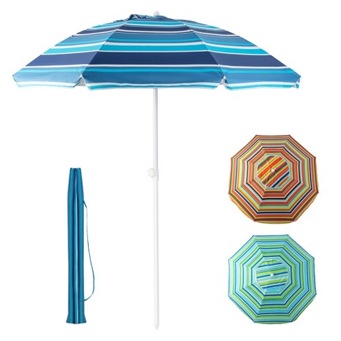 Costway 6.5ft Patio Beach Umbrella Sun Shade Tilt W/carry Bag Blue