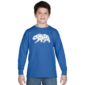 LA Pop Art Boy's Word Art Long Sleeve - California Bear - 1 of 4