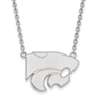 Black Bow Jewelry 10k White Gold Kansas State Wildcats NCAA Necklace 18 Inch