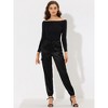 INSPIRE CHIC Women's Satin Drawstring Elastic High Waist Shiny Silky Cargo Pants - 2 of 4