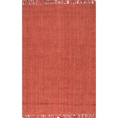 Handmade Terracotta Braided Jute 6' x 9' Rectangular Rug