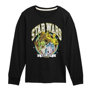 Boys' - Star Wars - Yoda and friends Collegiate Long Sleeve Graphic T-Shirt - 1 of 3