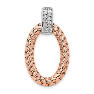 Black Bow Jewelry Rose Gold Tone Plated Silver & CZ Braided Oval Pendant, 17 x 30mm - 1 of 4