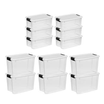 Sterilite 18 Qt Ultra Latch Box, Stackable Storage Bin With Lid, Plastic  Container With Heavy Duty Latches To Organize, Clear And White Lid, 12-pack  : Target
