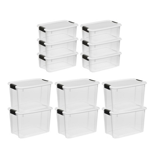 Sterilite 30 Quart (6 Pack) & 18 Quart (6 Pack ) Clear Plastic Stackable Storage  Container Bin Box Tote With White Latching Lid Organizing Solution : Target