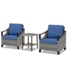 Buenhomino 3 PCS Patio Furniture Set with Cushioned Wicker Chairs and Tempered Glass Side Table - 2 of 4