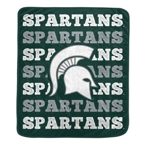 NCAA Michigan State Spartans Repeat Refresh Wordmark Flannel Fleece Throw Blanket - 1 of 3