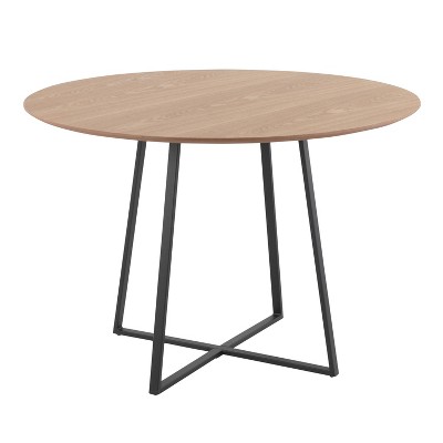 43" Cosmo Round Dining Table Metal/Wood Black/Natural - LumiSource
