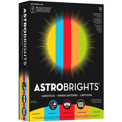Astrobrights Mixed Carton Cardstock, 8-1/2 x 11 Inch, 65 lb, Assorted Colors, pk of 1250