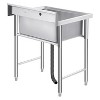 Acekool Stainless Steel Utility Sink, Single Bowl Commercial Prep Sink with Workbench, 25"x37" for Kitchen, Garage, Laundry - 3 of 4
