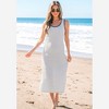 Amaryllis Women’s Sleeveless Bodycon Striped Midi Dress Crisscross Back Detail Contrast Trim Cutout - 3 of 4