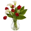 Nearly Natural 19-in Calla Lily & Tulips Artificial Arrangement in Decorative Vase - 4 of 4