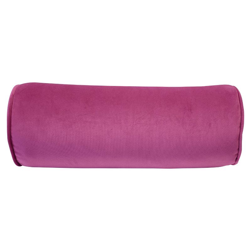 7"x18" Luxe Velvet Neckroll Pillow with Piping and Button - Edie@Home, 1 of 6