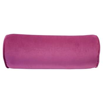 7"x18" Luxe Velvet Neckroll Pillow with Piping and Button - Edie@Home