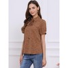INSPIRE CHIC Women's Retro Dots Print Bow Tie Peter Pan Collar Chiffon Blouse - 2 of 4