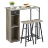 Fulvari 3 Piece Bar Table Set for 2, Small Kitchen Dining Table with 2 Stools, Counter Height Bar Table and Chair Set with Storage Drawer - 2 of 4