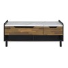 HomeRoots 47" White Black and Brown Faux Marble And Wood Lift Top Coffee Table With Drawer And Two Shelves - 4 of 4