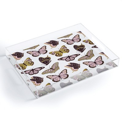 Jessica Molina Texas Butterflies Blush and Gold Acrylic Tray - Deny Designs