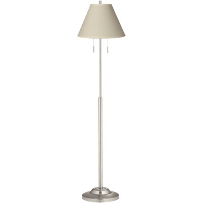 360 Lighting Modern Floor Lamp Brushed Nickel Antique White Linen Empire Shade for Living Room Reading Bedroom Office