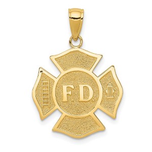 Black Bow Jewelry 14k Yellow Gold Fire Department Medal Pendant - 1 of 4
