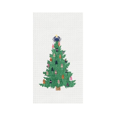 Gallerie II Holiday Buoy Tree Embroidered Waffle Weave Kitchen Towel