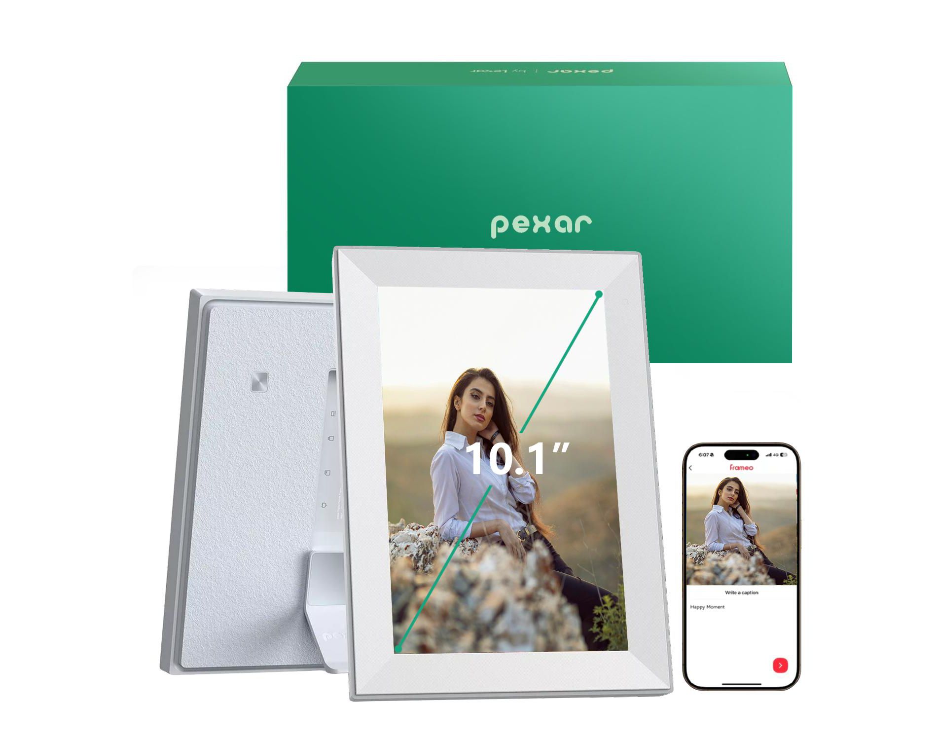 Pexar 10.1" Wi-Fi Digital Photo Frame by Lexar | HD Anti-Glare Touch Display | Easy Photo & Video Sharing | Ideal for Gifting